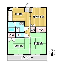 ノースタウン東一宮 3DKの間取図画像