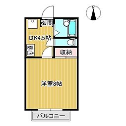 メゾン・アンソレイエC 1Kの間取図画像