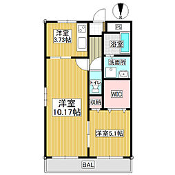 カレント河辺I.C 1LDKの間取図画像
