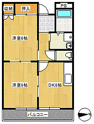 アレグリア久世 2DKの間取図画像