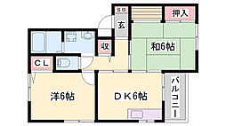 モンフレール 2DKの間取図画像