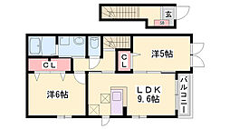 グランデール興浜1 2LDKの間取図画像
