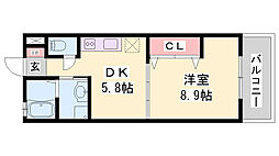ドルチェヴィータ 1DKの間取図画像