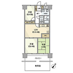 加古川グリーンシティD棟 3LDKの間取図画像