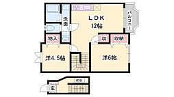 ラフィネロジュマンA棟 2LDKの間取図画像