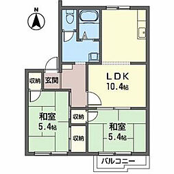 パレ・コスモスA 2LDKの間取図画像