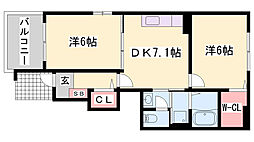 ノイ・フリーデB 2DKの間取図画像