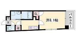 ESレジデンス 1Kの間取図画像