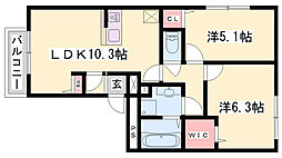 ルボマノアール 2LDKの間取図画像