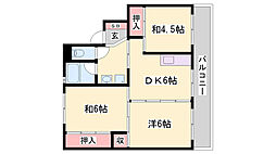 ビレッジハウスこかべ台2 3DKの間取図画像