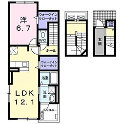 カサ・ヴィアーレ2 1LDKの間取図画像
