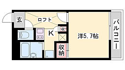 レオパレス中浜 1Kの間取図画像