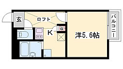 レオパレスリベルラ1 1Kの間取図画像