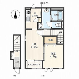 アンジェ大谷 1LDKの間取図画像