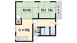 サンハイツ学園前 2DKの間取図画像