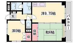 ラ・バレーヌ辻井 2DKの間取図画像