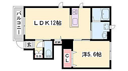 シャーメゾンライグラス 1LDKの間取図画像