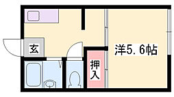 タウニィ新在家C棟 1Kの間取図画像
