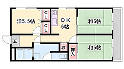 クロバーハイツ 3DKの間取図画像