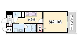 コージーコート 1Kの間取図画像