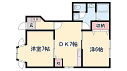 アメニティー10 2DKの間取図画像