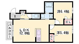 シャーメゾン水足B 2LDKの間取図画像