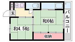 ビレッジハウス志方1号棟 2Kの間取図画像