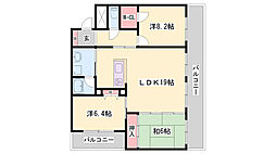 ハッピーコート飾磨 3LDKの間取図画像