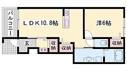 アンボヌール 1LDKの間取図画像