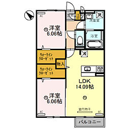 クレールガーデン 2LDKの間取図画像