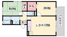 ウエストハイツ 2LDKの間取図画像