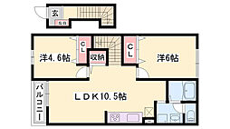 1&3アベニューA棟 2LDKの間取図画像