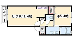 シャーメゾンかみやA棟 1LDKの間取図画像
