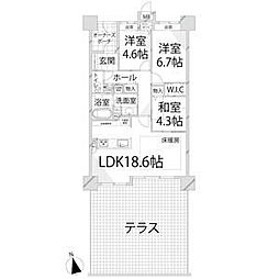 パレ・ロワイヤル田寺東ウエストコート 3LDKの間取図画像