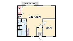 大喜小松ハイツ1 1LDKの間取図画像