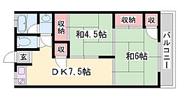 レインボープラザ 2DKの間取図画像