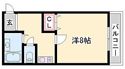 ルーキー東条 1Kの間取図画像