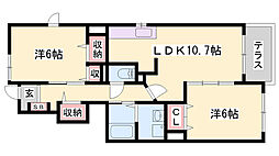 メゾンプラージュ2 2LDKの間取図画像