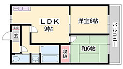 メゾン・ドール屋形A棟 2LDKの間取図画像
