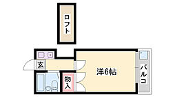 ヴァンヴェール宮西 ワンルームの間取図画像