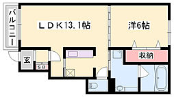インプレスヴィラ 1LDKの間取図画像