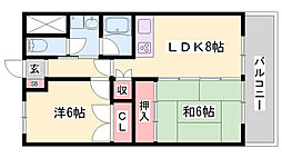大歳マンション 2LDKの間取図画像