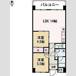 リーベンハイツ 2LDKの間取図画像