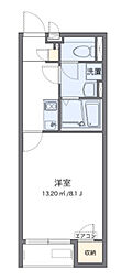 クレイノあさぎり 1Kの間取図画像