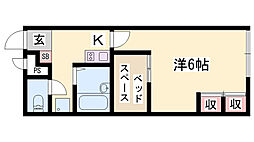 レオパレスハル2 1Kの間取図画像
