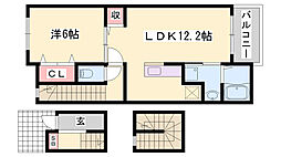 K&Y3 1LDKの間取図画像