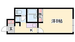 レオネクストロッソナカハマ 1Kの間取図画像