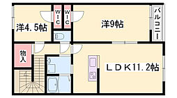 レオネクストジュヌエルブ 2LDKの間取図画像