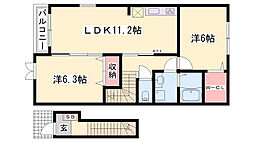 モンシェリー御立A 2LDKの間取図画像