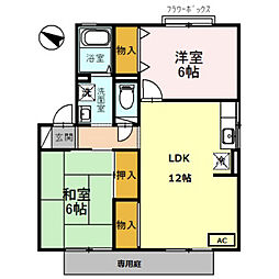 キャピタルコンフォール加古川D棟 3DKの間取図画像